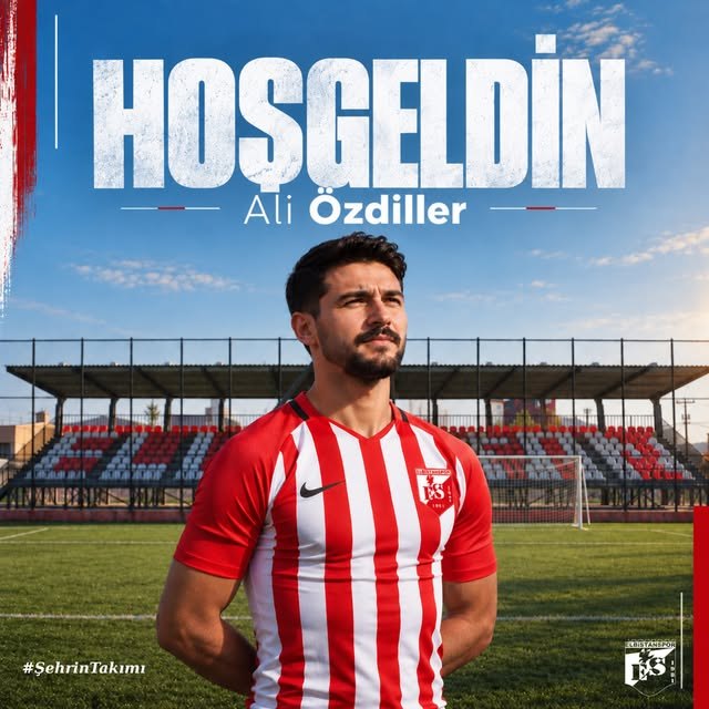 Hoşgeldin Ali Özdiller — Elbistan İlçe Stadı'nda forma ile poz